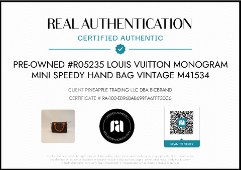 Pre-Owned #BPR05235 Louis Vuitton Monogram Mini Speedy Hand Bag Vintage M41534