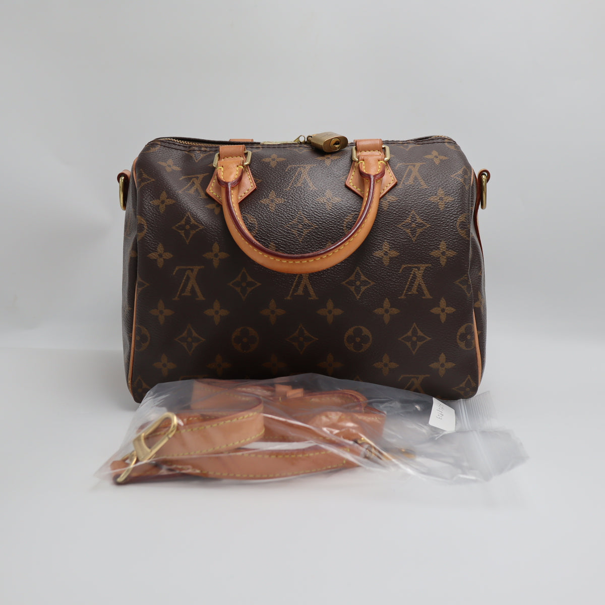 Pre-Owned #8923 Louis Vuitton Monogram Speedy Bandouliere 25 Handbag Brown M40390