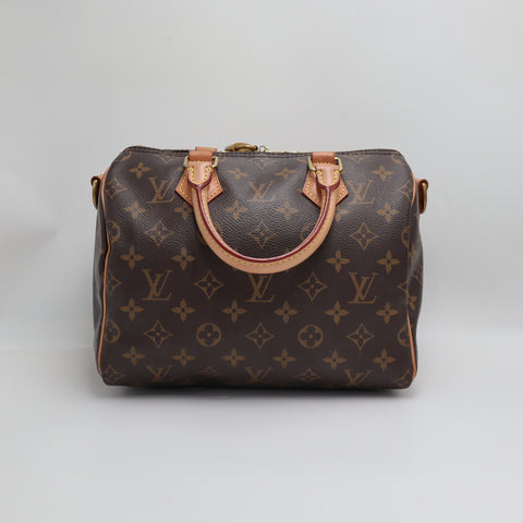 Pre-Owned #8923 Louis Vuitton Monogram Speedy Bandouliere 25 Handbag Brown M40390