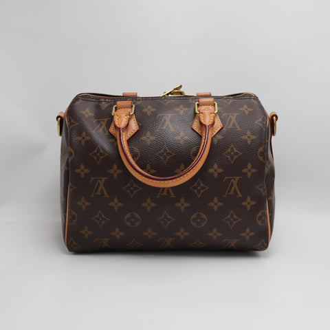 Pre-Owned #8923 Louis Vuitton Monogram Speedy Bandouliere 25 Handbag Brown M40390