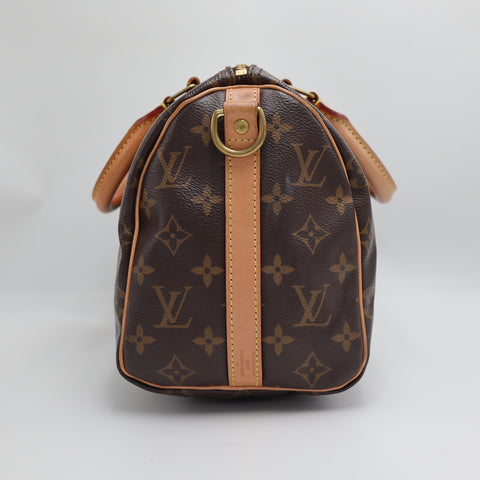 Pre-Owned #8923 Louis Vuitton Monogram Speedy Bandouliere 25 Handbag Brown M40390