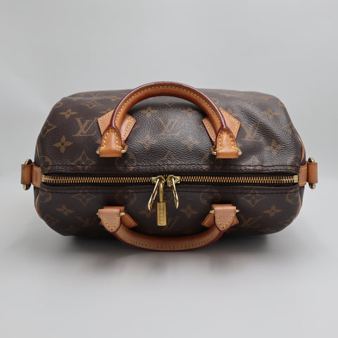 Pre-Owned #8923 Louis Vuitton Monogram Speedy Bandouliere 25 Handbag Brown M40390