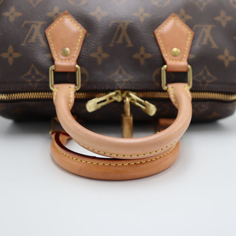 Pre-Owned #8923 Louis Vuitton Monogram Speedy Bandouliere 25 Handbag Brown M40390