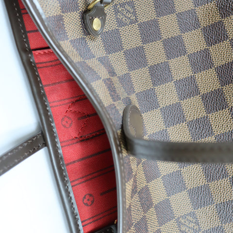 Pre-Owned #BPALAN06161 Louis Vuitton Damier Ebene Neverfull MM Tote Bag N51105