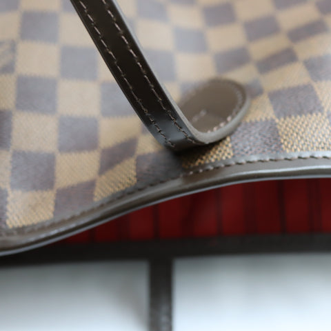 Pre-Owned #BPALAN06161 Louis Vuitton Damier Ebene Neverfull MM Tote Bag N51105