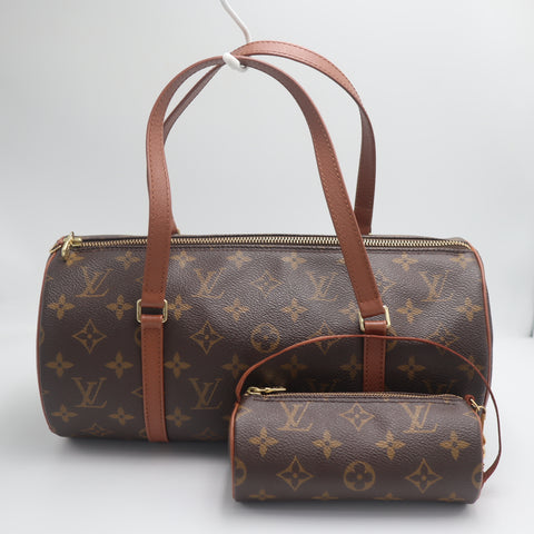 Pre-Owned #71350 Louis Vuitton Monogram Papillon 30 Hand Bag with pouch Brown M51385