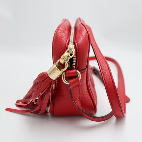 Pre-Owned #1960 GUCCI Soho Shoulder Bag fringe Shoulder Bag leather Red 308364