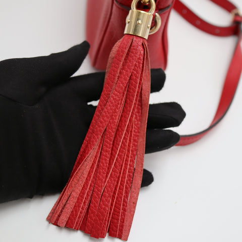 Pre-Owned #1960 GUCCI Soho Shoulder Bag fringe Shoulder Bag leather Red 308364