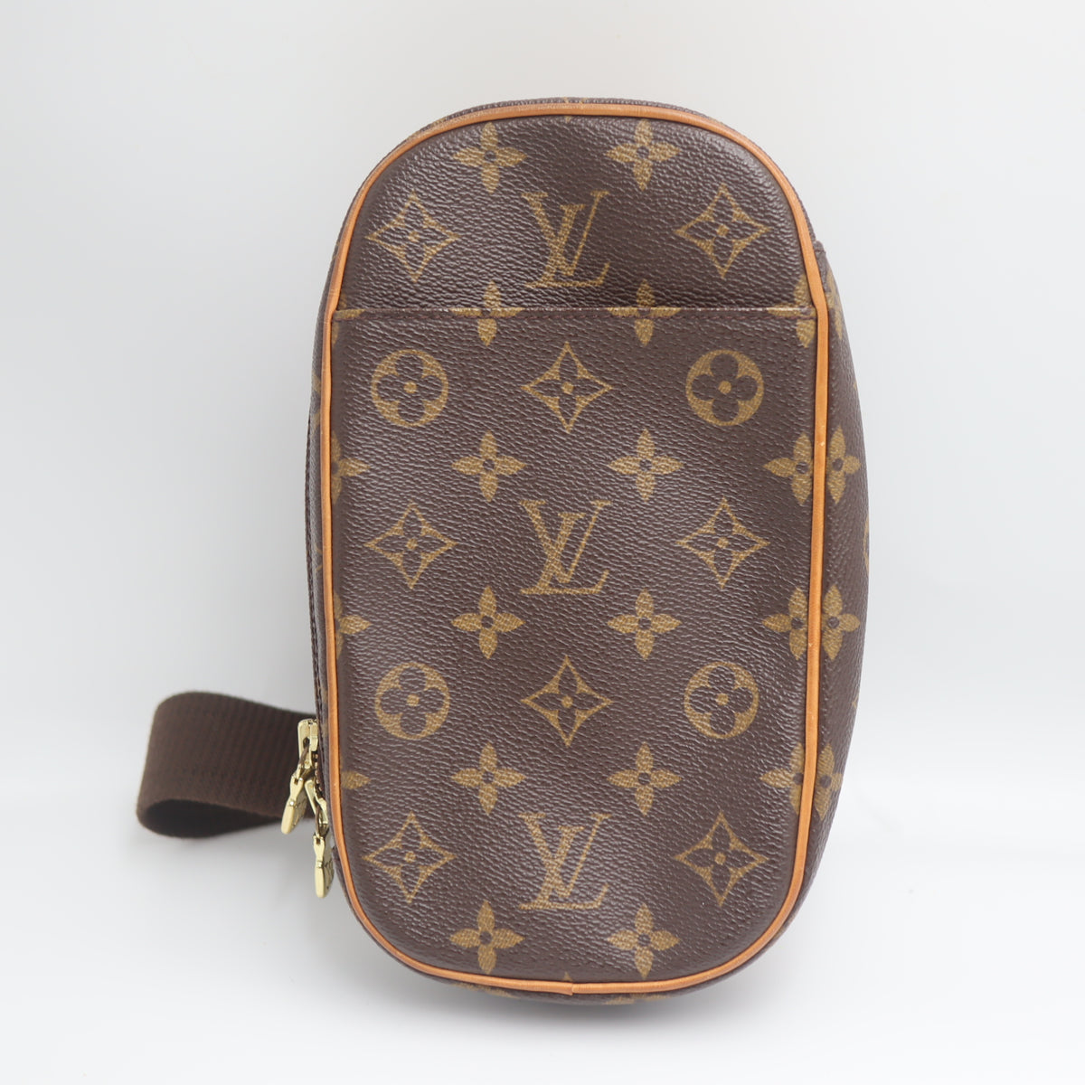 Pre-Owned #71372 Louis Vuitton Monogram Pochette Gange Waist Shoulder Crossbody Bag Brown M51870