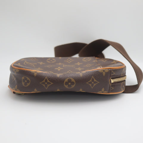 Pre-Owned #71372 Louis Vuitton Monogram Pochette Gange Waist Shoulder Crossbody Bag Brown M51870