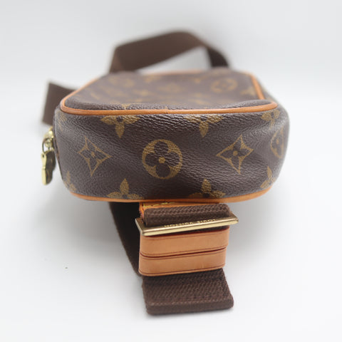 Pre-Owned #71372 Louis Vuitton Monogram Pochette Gange Waist Shoulder Crossbody Bag Brown M51870