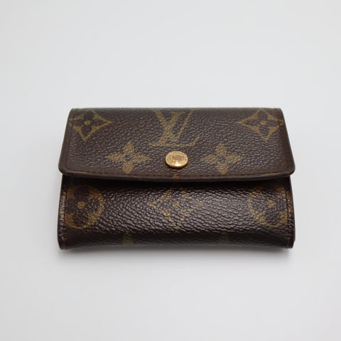 Pre-Owned #1745 Louis Vuitton Monogram Porte Monnaie Flat Coin Case Brown M61930