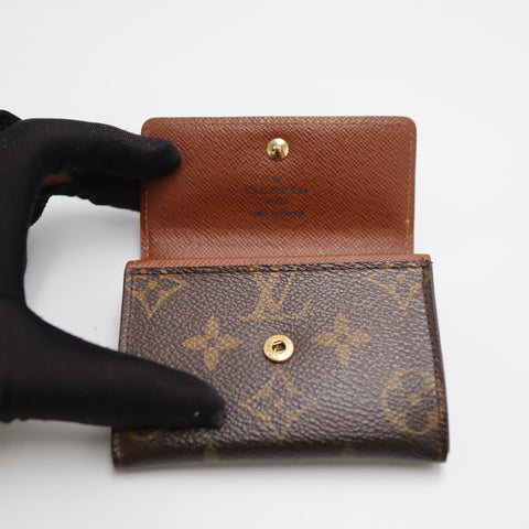 Pre-Owned #1745 Louis Vuitton Monogram Porte Monnaie Flat Coin Case Brown M61930