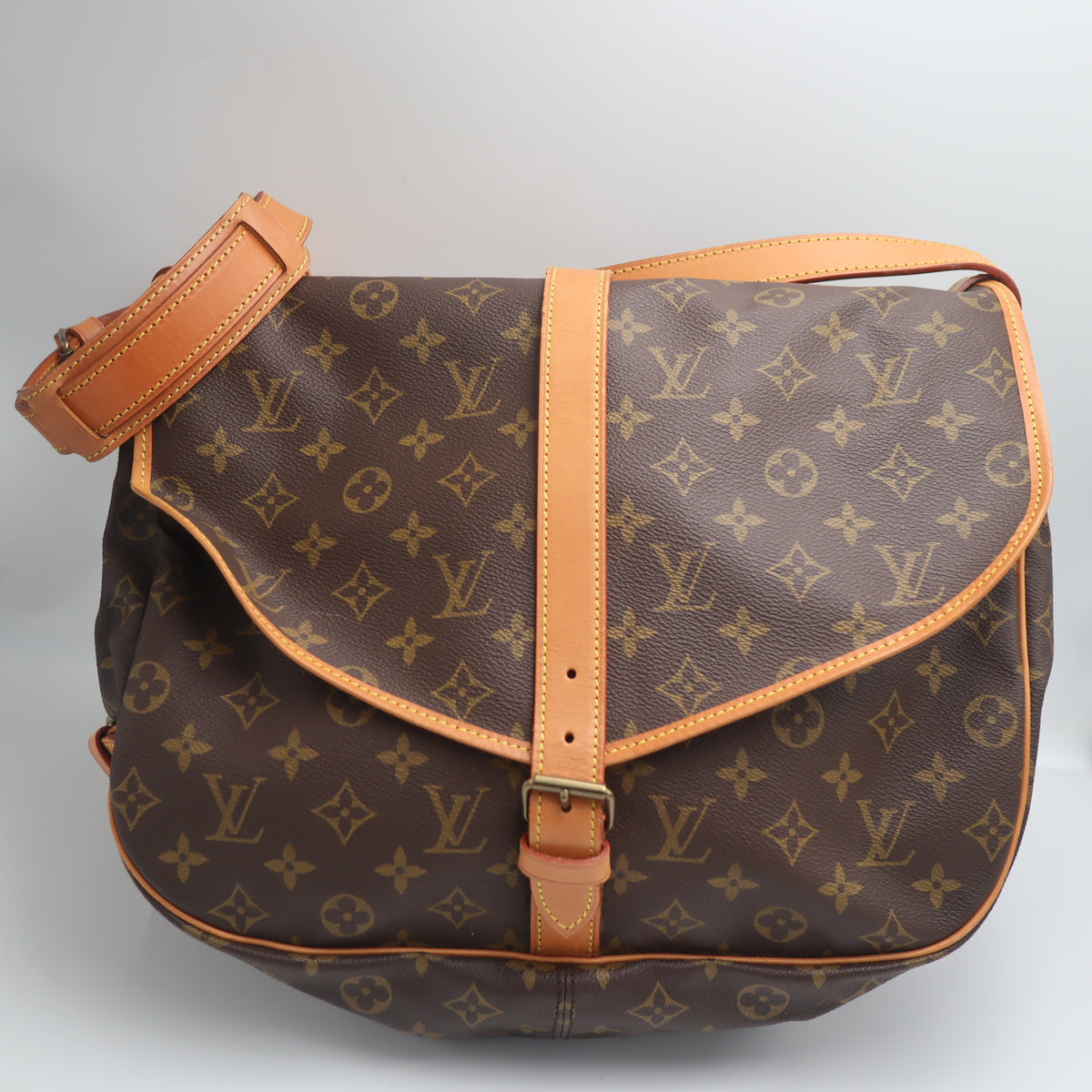 Pre-Owned #71378 Louis Vuitton Monogram Saumur 35 Crossbody Shoulder Bag Brown M42254