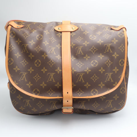 Pre-Owned #71378 Louis Vuitton Monogram Saumur 35 Crossbody Shoulder Bag Brown M42254