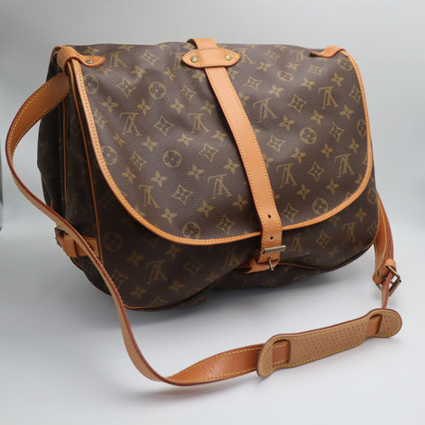 Pre-Owned #71378 Louis Vuitton Monogram Saumur 35 Crossbody Shoulder Bag Brown M42254