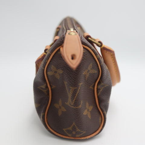 Pre-Owned #71389 Louis Vuitton Monogram Mini Speedy Hand Bag Brown M41534