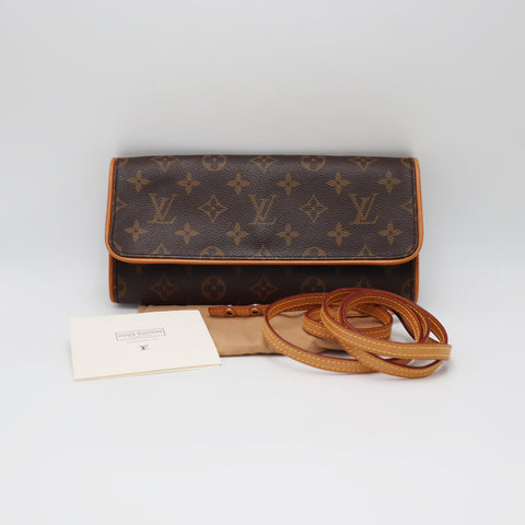 Pre-Owned #1393 Louis Vuitton Monogram  Pochette Twin GM Brown Shoulder Bag M51852