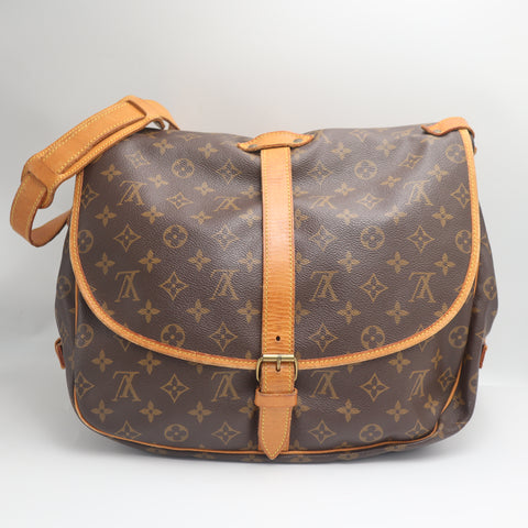 Pre-Owned #71302 Louis Vuitton Monogram Saumur 35 Crossbody Shoulder Bag Brown M42254