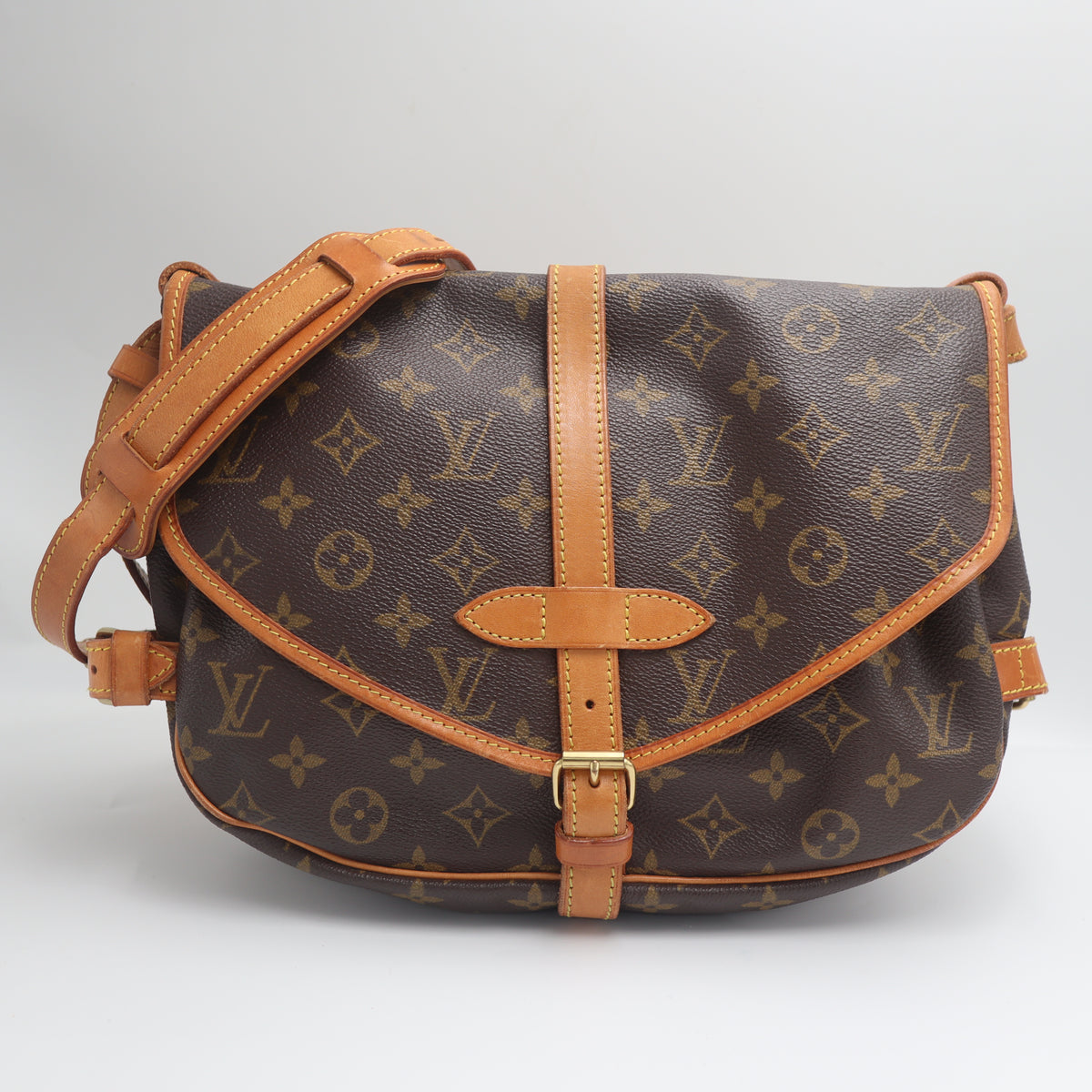 Pre-Owned #71317 Louis Vuitton Monogram Saumur 30 Crossbody Shoulder Bag Brown M42256