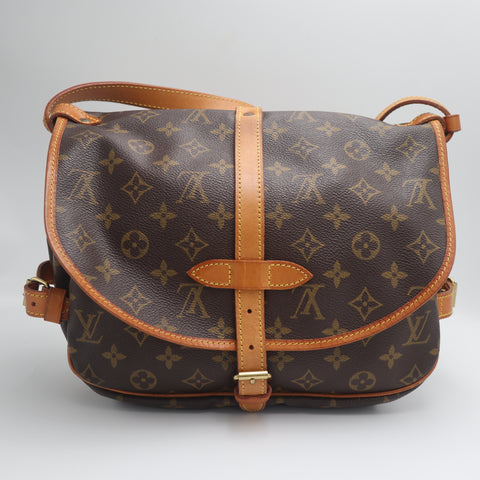 Pre-Owned #71317 Louis Vuitton Monogram Saumur 30 Crossbody Shoulder Bag Brown M42256