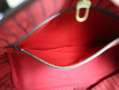 Pre-Owned #BP1003 Louis Vuitton DamierNeverfull MM Tote Bag N51107