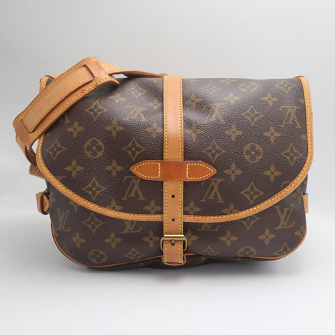 Pre-Owned #71318 Louis Vuitton Monogram Saumur 30 Crossbody Shoulder Bag Brown M42256