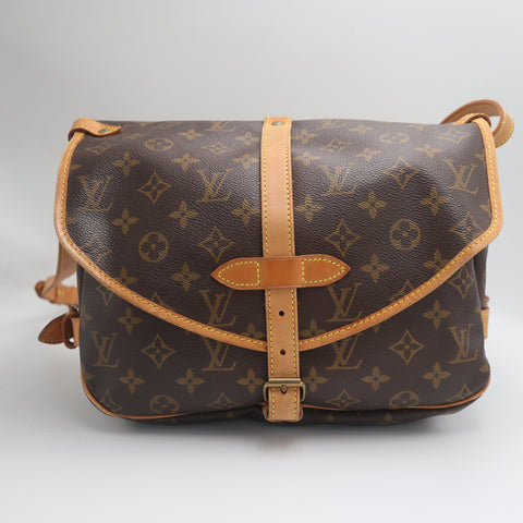 Pre-Owned #71318 Louis Vuitton Monogram Saumur 30 Crossbody Shoulder Bag Brown M42256