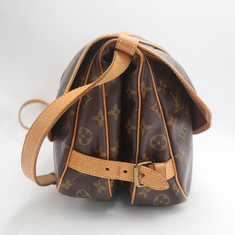 Pre-Owned #71318 Louis Vuitton Monogram Saumur 30 Crossbody Shoulder Bag Brown M42256