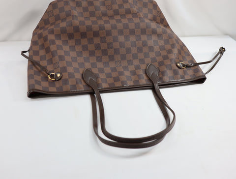 Pre-Owned #BP6005 Louis Vuitton Damier Ebene Neverfull MM Tote Bag N51105