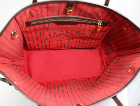 Pre-Owned #BP6005 Louis Vuitton Damier Ebene Neverfull MM Tote Bag N51105