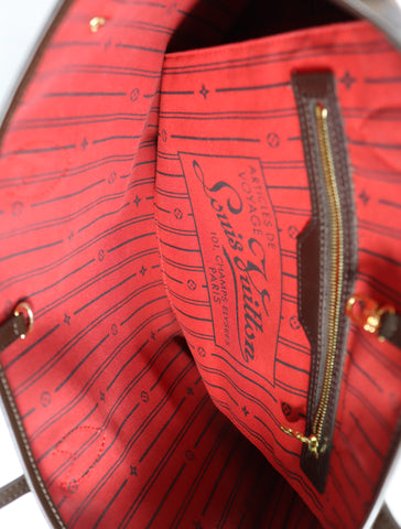 Pre-Owned #BP6005 Louis Vuitton Damier Ebene Neverfull MM Tote Bag N51105
