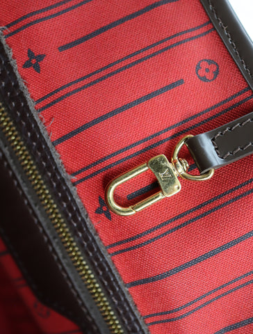 Pre-Owned #BP6005 Louis Vuitton Damier Ebene Neverfull MM Tote Bag N51105