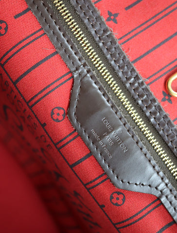 Pre-Owned #BP6005 Louis Vuitton Damier Ebene Neverfull MM Tote Bag N51105