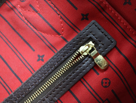 Pre-Owned #BP6005 Louis Vuitton Damier Ebene Neverfull MM Tote Bag N51105