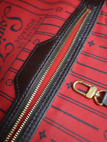 Pre-Owned #BP6005 Louis Vuitton Damier Ebene Neverfull MM Tote Bag N51105
