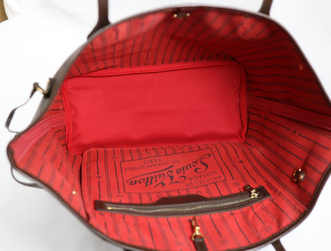 Pre-Owned #BPALAN05237 Louis Vuitton Damier Ebene Neverfull MM Tote Bag N51105