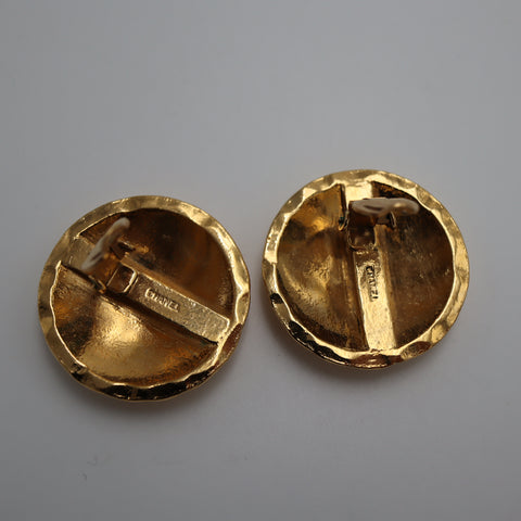 Pre-owned #480-3 CHANEL Chanel Coco Mark Vintage Gold Plated Earrings Lady