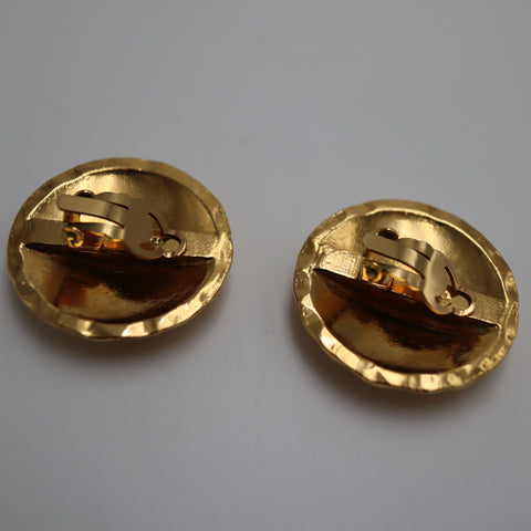 Pre-owned #480-3 CHANEL Chanel Coco Mark Vintage Gold Plated Earrings Lady