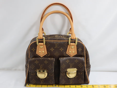 Pre-Owned #BP3327 Louis Vuitton Monogram Manhattan PM Hand Bag Brown M40026