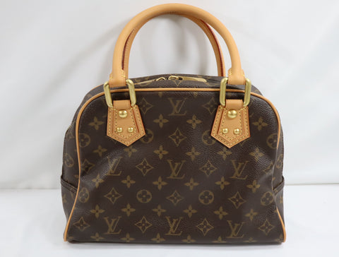 Pre-Owned #BP3327 Louis Vuitton Monogram Manhattan PM Hand Bag Brown M40026