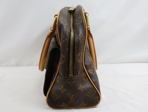 Pre-Owned #BP3327 Louis Vuitton Monogram Manhattan PM Hand Bag Brown M40026