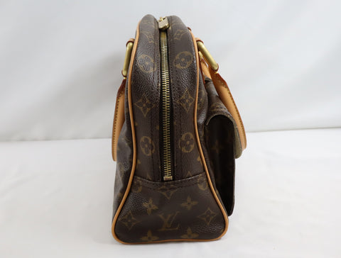 Pre-Owned #BP3327 Louis Vuitton Monogram Manhattan PM Hand Bag Brown M40026