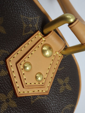 Pre-Owned #BP3327 Louis Vuitton Monogram Manhattan PM Hand Bag Brown M40026