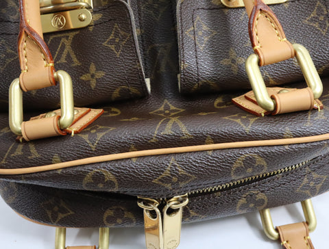 Pre-Owned #BP3327 Louis Vuitton Monogram Manhattan PM Hand Bag Brown M40026