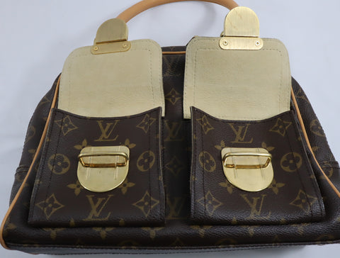 Pre-Owned #BP3327 Louis Vuitton Monogram Manhattan PM Hand Bag Brown M40026