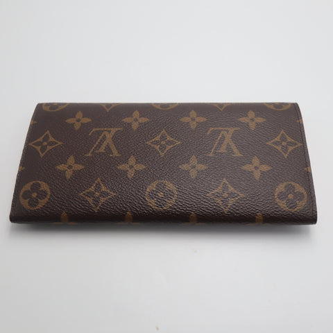 Pre-Owned #71506 Louis Vuitton Monogram Portefeuille Emily Flower Long Wallet Brown x Hot Pink M68313