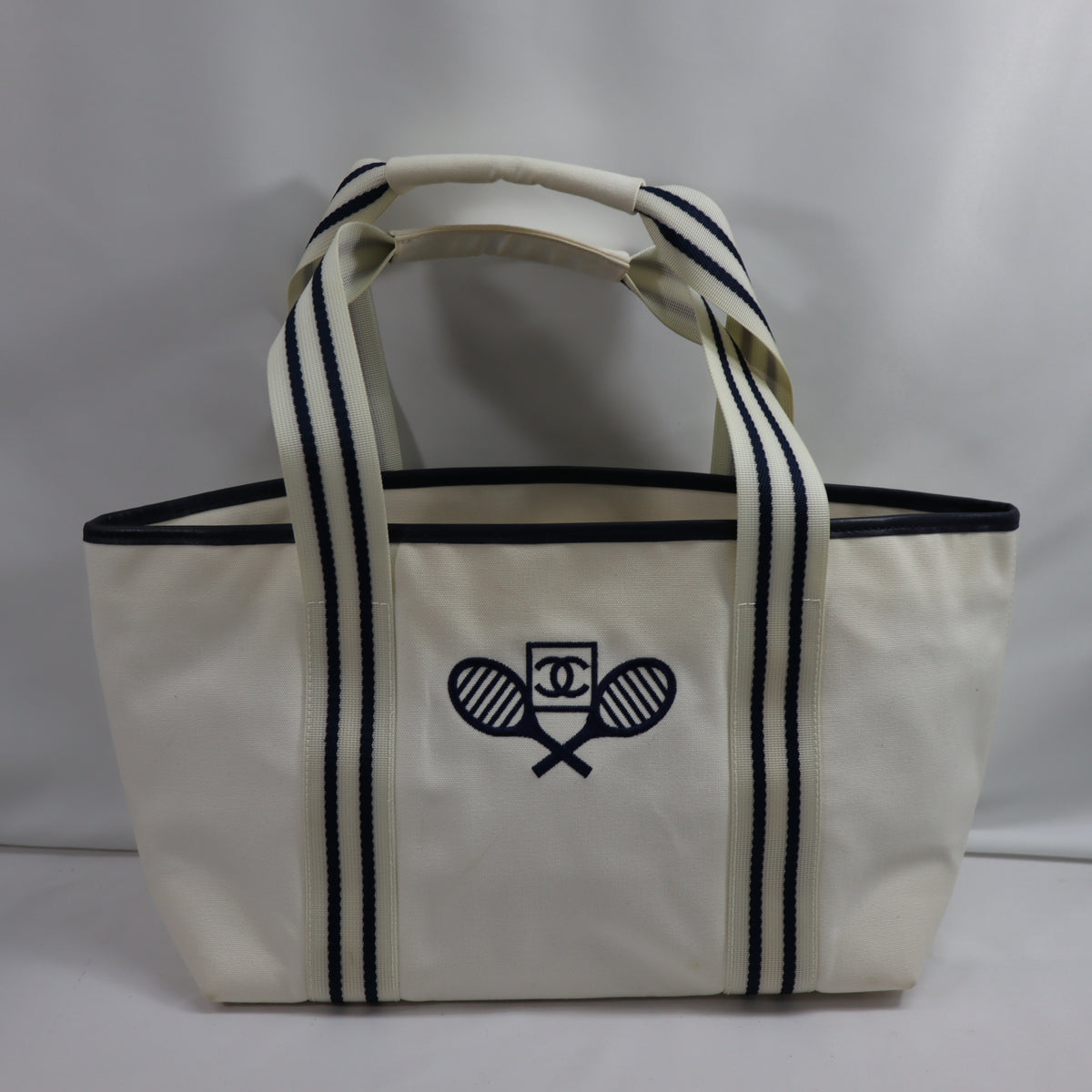 Pre-Owned #23036 CHANEL Sports Line Tote Bag Tennis Tote Shoulder Bag Racket Pattern