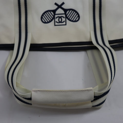 Pre-Owned #23036 CHANEL Sports Line Tote Bag Tennis Tote Shoulder Bag Racket Pattern