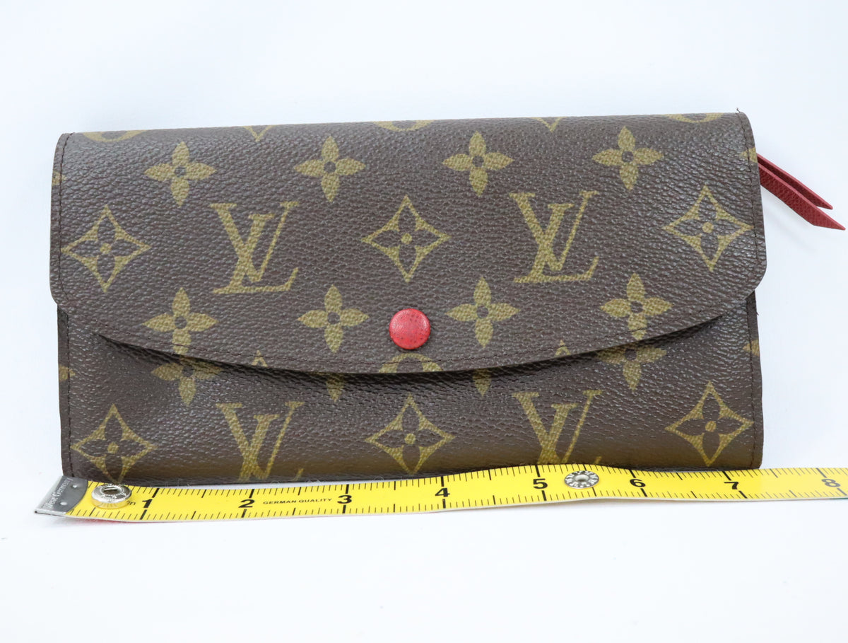 Pre-Owned #R12161 Louis Vuitton Monogram Portefeuille Emilie Long Wallet Red M60136